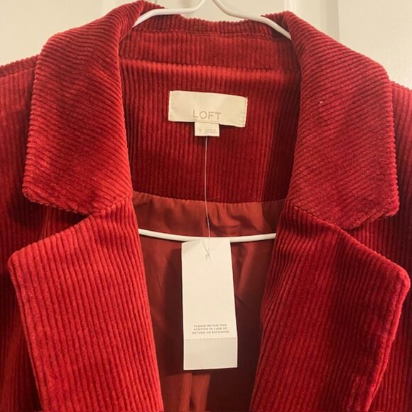 NWT Loft Corduroy Blazer Burgundy Red Size 8 W - Picture 3 of 14